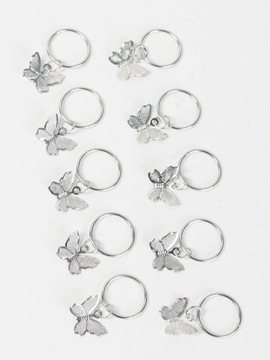 Koraliki Ozdoby do włosów warkoczyki ozdoby kóleczka MOTYLKI SREBRNE 5 SZT