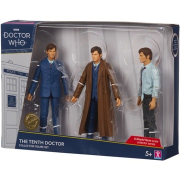 DOCTOR WHO OFICJALNY ZESTAW 3xFIGURKA THE TENTH DOCTOR 14cm - NOWY