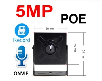 MINI KAMERA IP PINHOLE 5MPX POE AUDIO zapis na mSD