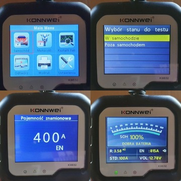 KONNWEI KW650 ТЕСТЕР АККУМУЛЯТОРА 6В 12В ПОЛЬСКИЙ