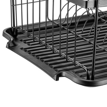SUSZARKA DO NACZYŃ NA SZTUĆCE Z OCIEKACZEM METALOWA CZARNA 44cm