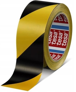 Taśma ostrzegawcza tesa żółto czarna 66m x 50mm
