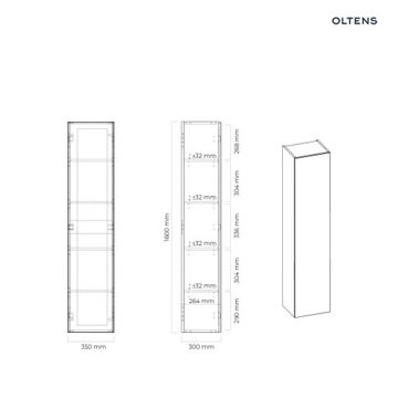 Oltens Vernal приставной шкаф 160 см, подвесной, белый глянец, 61000000