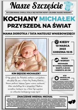 METRYCZKA PREZENT NARODZIN ZDJĘCIE Chłopiec ramka