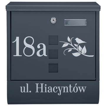 SKRZYNKA POCZTOWA NA LISTY ANTRACYTOWA Z TWOIM NAPISEM RÓZNE WZORY ADRES