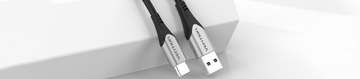 Прочный USB-кабель VENTION — USB Type-C, 3A, плетеный, 0,25