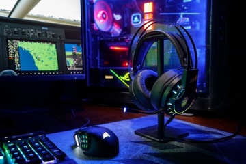 ИГРОВЫЕ НАУШНИКИ СО СВЕТОДИОДНОЙ RGB СВЕТОДИОДОЙ + РУЧКА ПОДСТАВКИ
