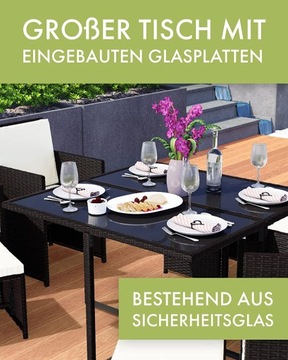 VEGAS MEBLE OGRODOWE POLYRATTAN 9 el. CZARNY