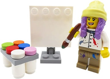 Malarka + sztaluga i farby - customowa figurka z części LEGO