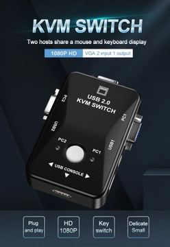 OULLX KVM-переключатель, VGA-разветвитель, кабель USB 2.0, коробка для USB-клавиатуры, мыши
