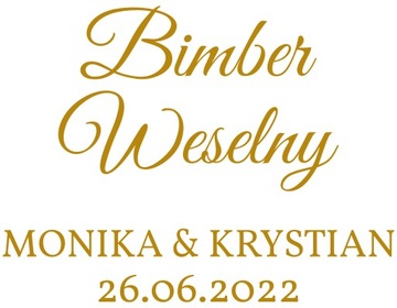naklejka Bimber weselny Twoje imiona data 20x15cm