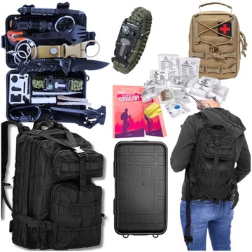 Zestaw Przetrwania Survival + Plecak Militarny 35L + Apteczka Piaskowa