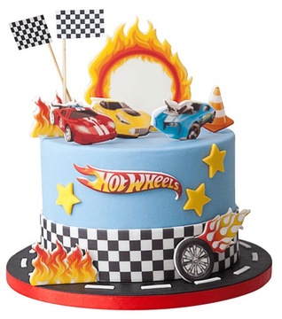 Zestaw Dekoracje na Tort Hot Wheels 14 El 2D Figurki ozdoba opłatek