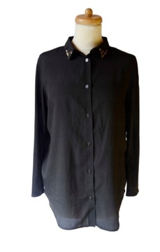 Koszula Czarna H&M XS 34 Elegancka Kryształki