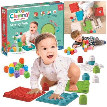 Mata edukacyjna Ścieżka sensoryczna soft Clemmy Clementoni klocki 6m+