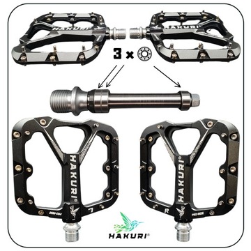 ПЕДАЛИ HAKURI ПЛАТФОРМА Прочный АЛЮМИНИЙ 3 подшипника Легкий вес DH ENDURO MTB