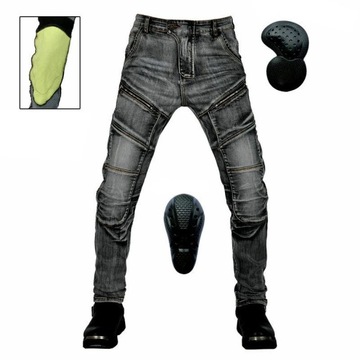 SPODNIE MOTOCYKLOWE BOJÓWKI MĘSKIE JEANSY KEVLAR