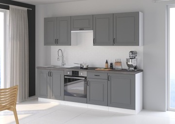 Meble kuchenne STILO DUSTGREY/BIAŁY MAT zestaw kuchnia szafki 250cm