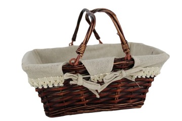 ПЛЕТЕНАЯ ПОДАРОЧНАЯ КОРЗИНА С ЦВЕТАМИ С САЛФЕТКОЙ