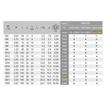 Gwintownik maszynowy wysokowydajny M24 DIN-376C R40 (6H) HSSE TIN 800X FANA