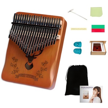 KALIMBA instrument AFRYKAŃSKI pianino kciukowe ZANZA Wystrojona AKCESORIA