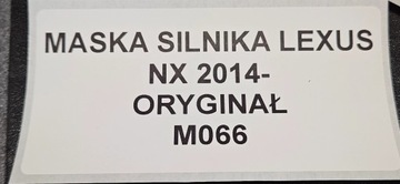KAPOTA KRYT MOTORU LEXUS NX 2014- ORIGINÁLNÍ