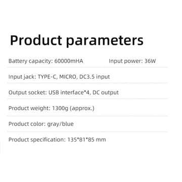 Power Bank 60000 мАч, мобильный аккумулятор с быстрой зарядкой и большой емкостью, p
