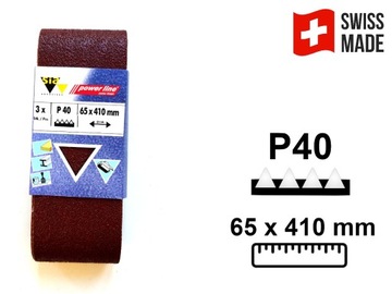 3x PAS bezkońcowy papier ścierny taśma 65x410 P40