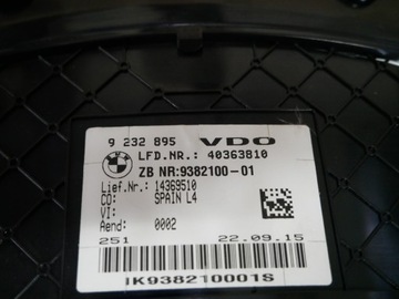 BMW F30 F31 F32 LCI PŘÍSTROJOVÁ DESKA BUDÍKY 6WA DIESEL HUD EVROPA 9232895 9382100