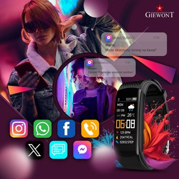 SMARTWATCH SMARTBAND GIEWONT Fit&GO Duo GW200-7 — черный + небесно-голубой РЕМЕНЬ