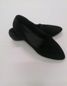 BUTY CZARNE ELEGANCKIE DAMSKIE PŁASKIE _