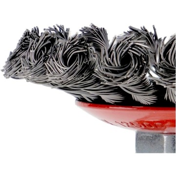 SZCZOTKA STOŻKOWA HARTOWANA 100mm TARCZOWA DRUCIANA SPLATANA DRUT SKRĘCANY