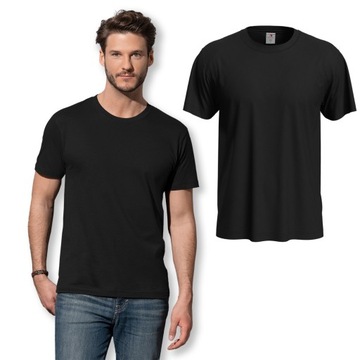 Klasyczna koszulka T-shirt bawełna krótki rękaw czarna 155 g pod nadruk XS