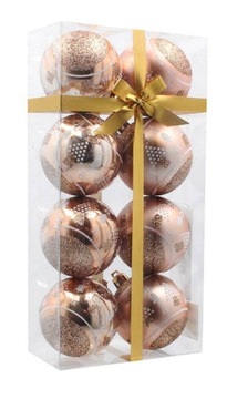 Ozdobne bombki Rose gold 6cm kpl. 8 szt. Choinka