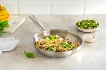 Стальная сковорода GHIDINI 24 см, итальянская нержавеющая сталь 18/10, до 300°C