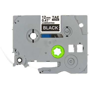 TAŚMA TZe-335 TZ-335 DO BROTHER LAMINOWANA CZARNA 12MM 8M