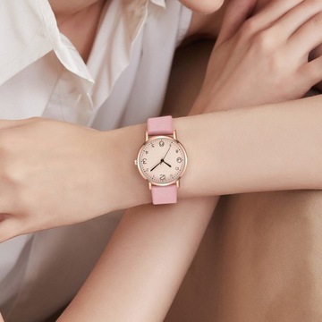 Zegarek kwarcowy z tarczą ze sztucznej skóry, regulowany, wykwintny zegarek na rękę