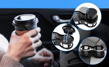 АВТОМОБИЛЬНЫЙ ДВОЙНОЙ ПОДСТАКАННИК СТАБИЛЬНЫЙ И ПРОЧНЫЙ ГИБКИЙ ЗАЖИМ