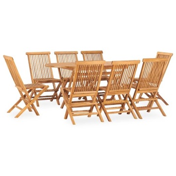 Zestaw mebli ogrodowych tekowych - Stół 160x80x75 cm + 8 krzeseł 46x62x90 c