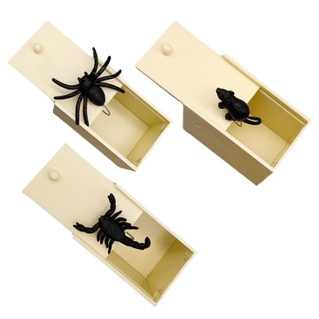 Przestraszone drewniane pudełko Podstępne etui Ręcznie wykonane zabawne przestraszone gagi Prezenty Pająk