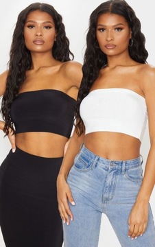 A74 Biały i czarny crop top bandeau PLT 42