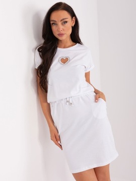 SPORTOWA sukienka HAFT kieszonki bawełna TUNIKA 8763 liliowy ONE SIZE