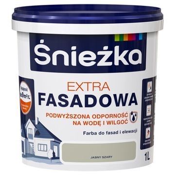 ŚNIEŻKA EXTRA FASADOWA Farba elewacyjna Jasny Szary 1L