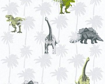 TAPETA -DLA DZIECI DINUSIE,DINOZAURY,DINO, ZIELEŃ