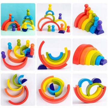 Montessori Wooden Toys for Babies Rainbow Sta