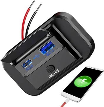 Автомобильный QC3.0 + PD3.0 Разъем для зарядки Монтажная панель удлинителя