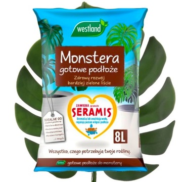Podłoże ZIEMIA DO MONSTERY ROŚLIN ZIELONYCH Nawóz z SERAMIS Perlit 8L