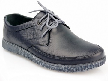 HUSAR wygodne b.lekkie Buty SKÓRA PL505 granat 44