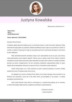 Edytowalny Szablon Listu Motywacyjnego 10/22/LM