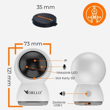 3-мегапиксельная вращающаяся комнатная камера ORLLO E8, Wi-Fi радионяня + карта памяти 128 ГБ
